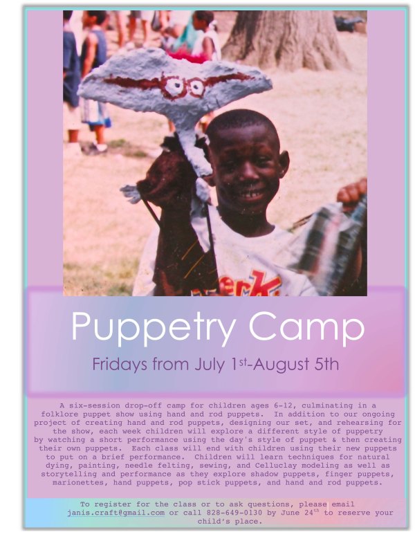 puppetry camp flier 2016
